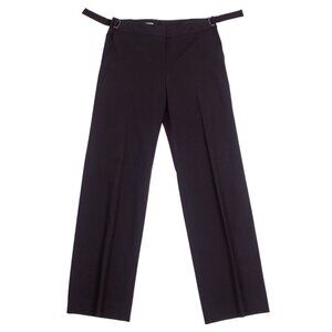 JIL SANDER black cotton blend wide leg pants